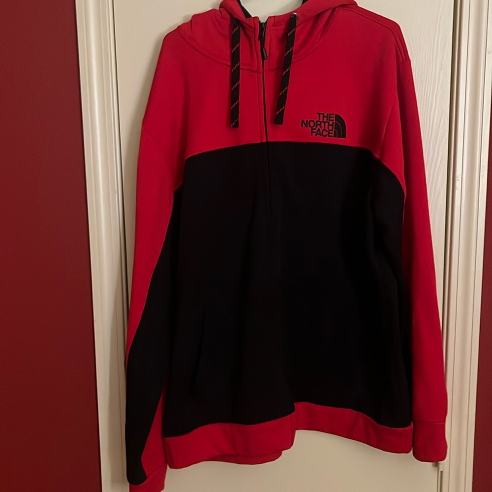 THE NORTH FACE RED AND BLACK ZIP UP HOODIE SIZE MENS XXL/TTG